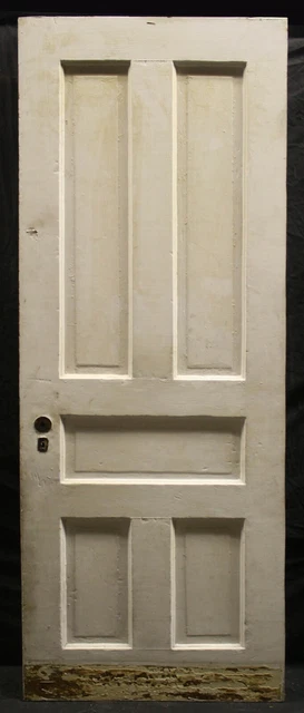 27"x79" Antique Vintage Old Victorian Interior SOLID Wood Wooden Door 5 Panels