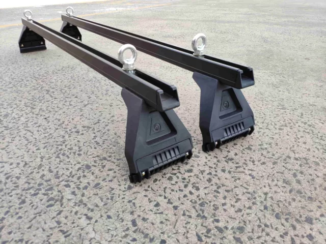 2 x 6" Heavy Duty Black Aluminium Roof Rack to suit Gutter Rail Mount Vehicles