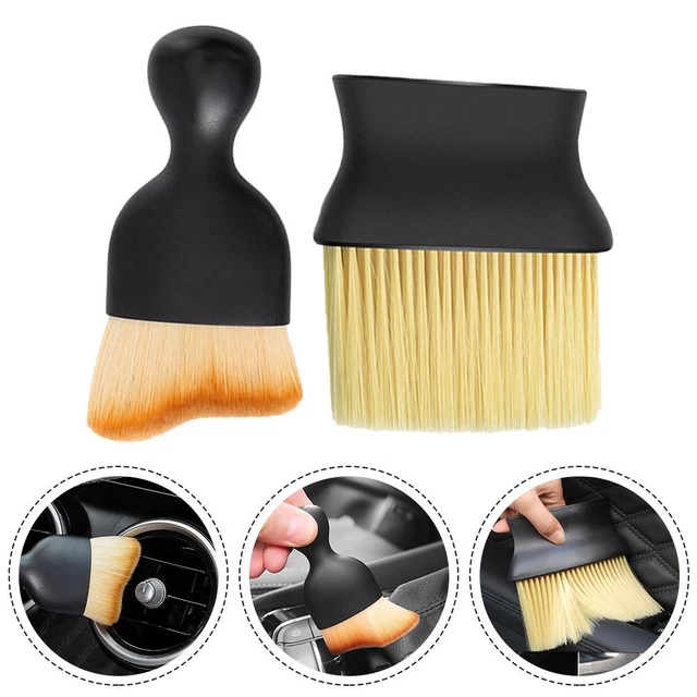 Set Di 5 Spazzole Per Pulizia Auto Con Setole Naturali Di Maiale - Manici In Legno, Morbide, Per Interni E Ruote