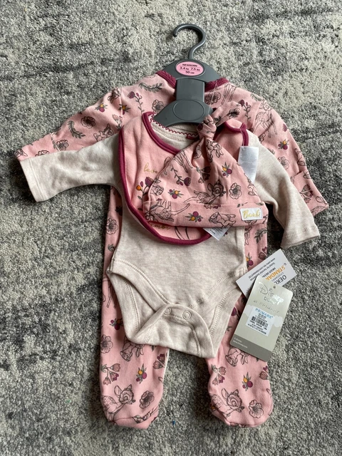 baby girl pink 4 piece bambi disney set newborn babygrow vest matching bundle