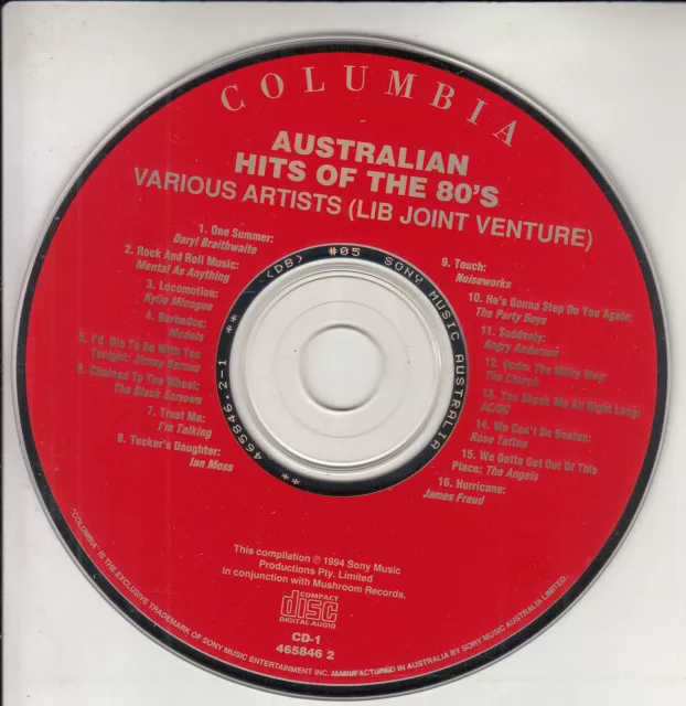 AUSTRALIAN HITS OF THE 80's CD DISC 1 ONLY AC/DC ANGELS KYLIE MINOGUE J. BARNES 3