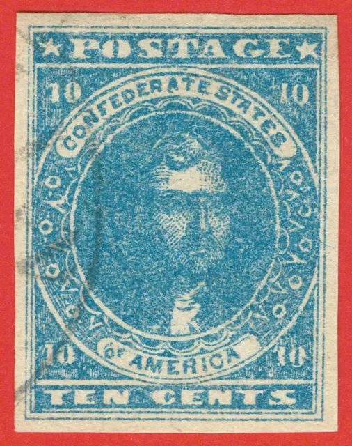 [st7010] CONFEDERATE STATES 1861 Scott#CSA2 used 10¢ blue Paterson printing