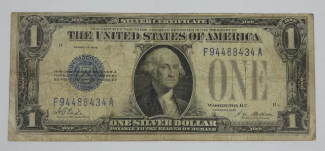 Series 1928 Blue Seal $1 Silver Certificate Note FINE  Fr#1600 Problem Free