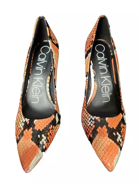 Women's Calvin Klein Gayle 2 Tone Snake Stiletto Pump Pointy Toe Designer sz 6.5 2