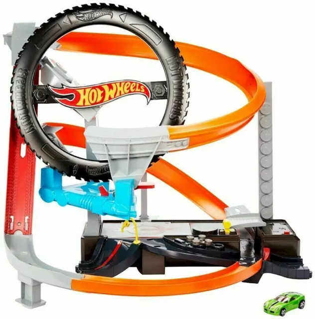 Hot Wheels City Hyper-Boost Tyre Shop Track & Car Play Set New/Boxed