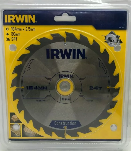 IRWIN Construction Circular Saw Blade 184 X 30mm X 24T ATB - 1897197