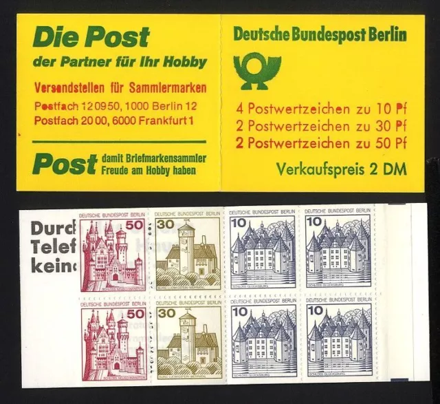 Berlin, Markenheftchen MH 10 a I oZ postfrisch - Burgen und Schlösser 1977 [BE-M