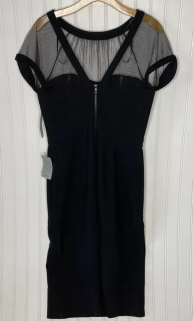 Maggy London NWT Illusion Womens 14 Black Sheer Yoke V-Back Crepe Cocktail Dress 3