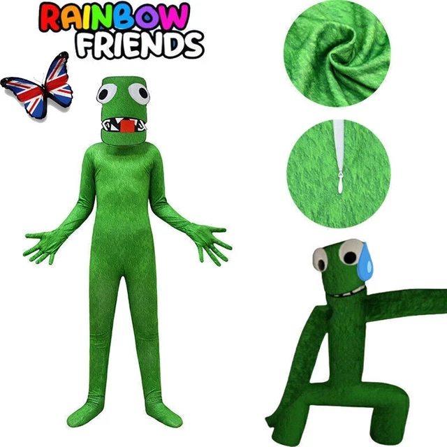 Halloween Roblox Rainbow Friends Kids Cosplay Costume Green Rainbow Friends  Jumpsuit 5-12 Years