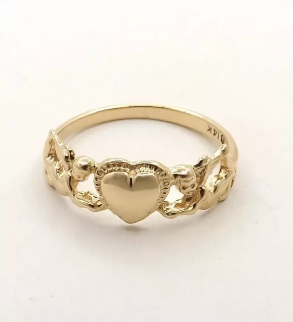 14k Gold Cupid Angel Cherub Heart Wedding Promise Band Ring sz7 New