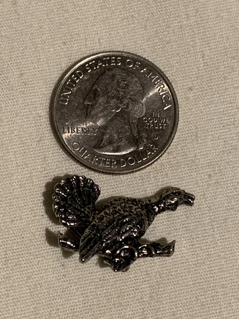 Wild Turkey Lapel Hat Jacket Pin silver colored - 1" X 1"