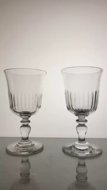 2 verres à eau / vin cristal XIXème
