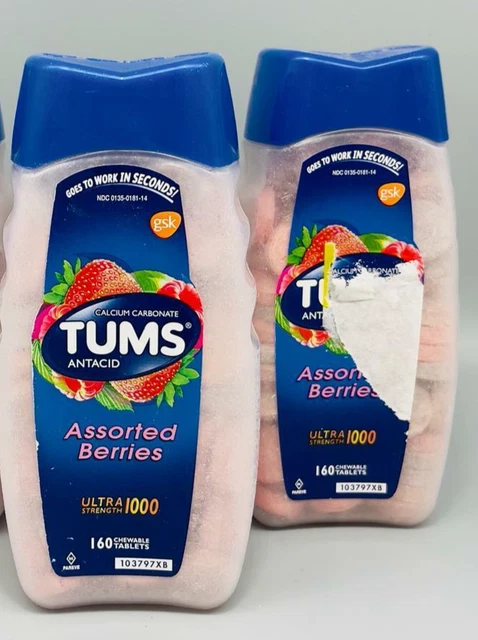 Tums Antacid Assorted Berries Ultra 1000, 160 Chewable Tablet x 2PK Exp 4/26+