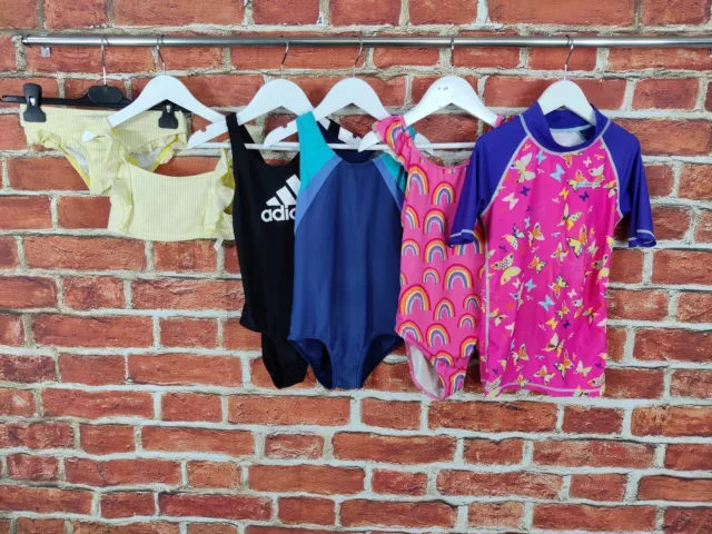 Girls Bundle Age 7-8 Years M&S Adidas Etc Rash Vest Swimsuit Costume Pool 128Cm
