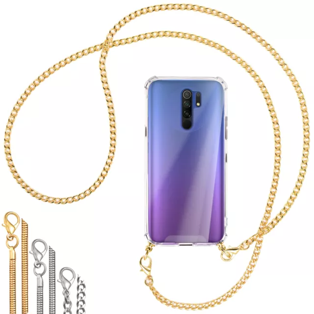 Collier (Chaîne en métal) pour Xiaomi Redmi 9 Coque avec cordon Etui Case Couver