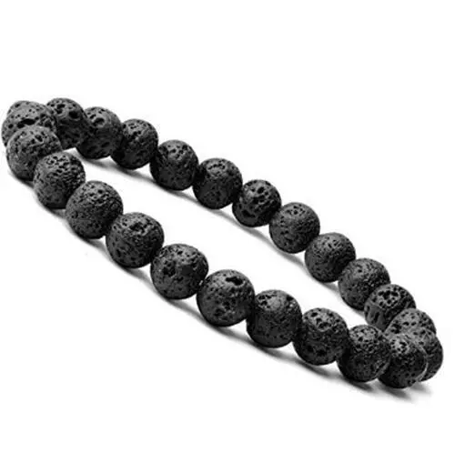 Healing Lava 2 Pieces Black Bead Chakra Bracelet Oil Diffuser Aromatherapy 8mm