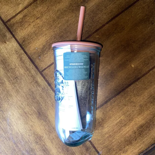 NEW STARBUCKS 2024 Terracotta Brown Recycled Triangle Glass Cold Cup
