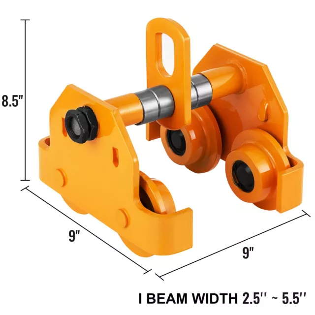 Push Beam Track Roller Trolley 2 Ton  Garage Hoist Solid Steel I-beam Track