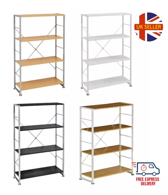 4 Tier Bookshelf Tall Bookcase Shelves Display Open Modern Storage Organiser