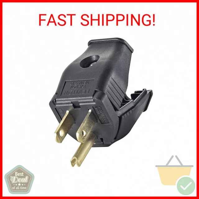 LEVITON 3W101E 2POLE, 3 Wire Grounding Plug, Black 6.80 PicClick