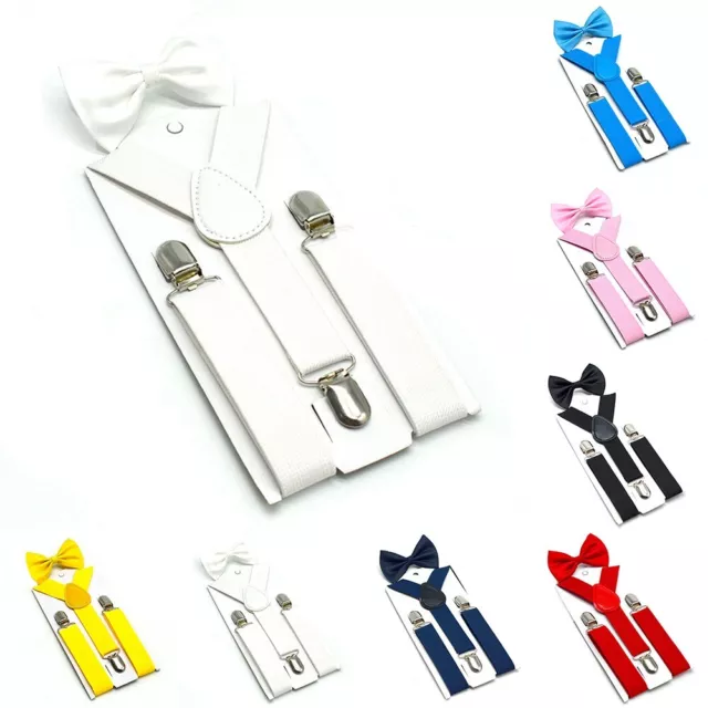 Brand New Kids Suspender Bow Tie Elastic Matching Boys Girls Children Sets
