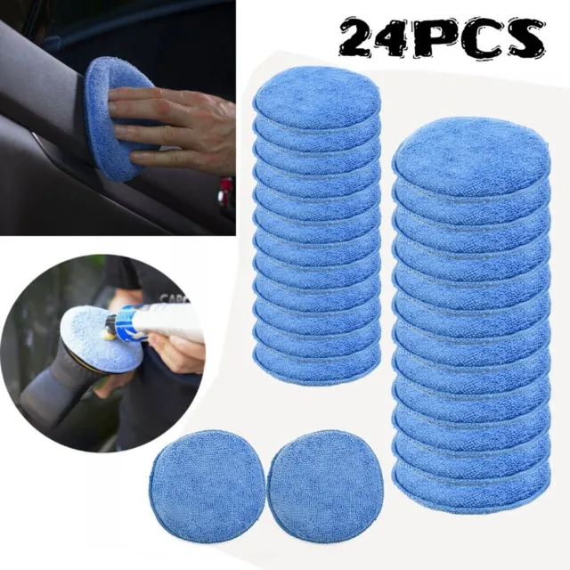 24 PCS 5 Microfiber Foam Sponge Applicator Pads Car Buffing Polish Wax Cleaner
