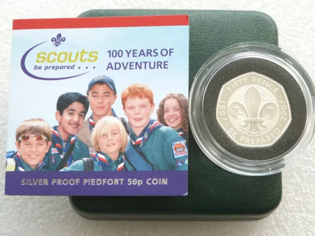 Royal Mint 2007 Scouting Anniversary 50p Fifty Pence Silver Proof Piedfort Coin