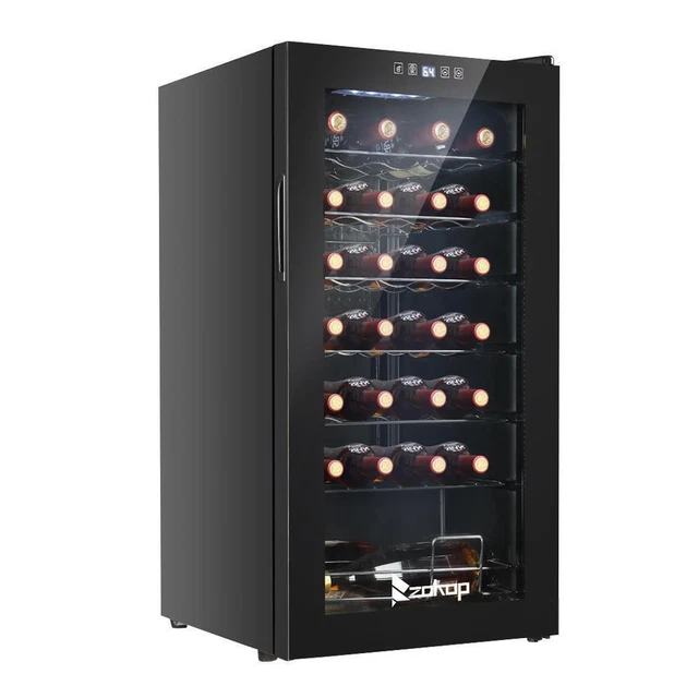 Adjustable 41-64°F Home 28 Bottles Compressor Wine Cooler Fridges Bar Free Stand