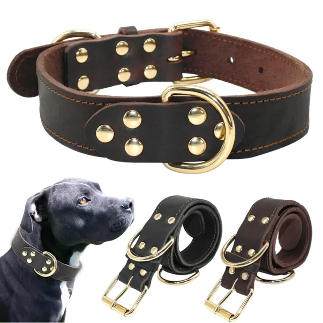 Leather Dog Collar Adjustable Soft Comfortable Heavy Duty for Medium Large Dogs