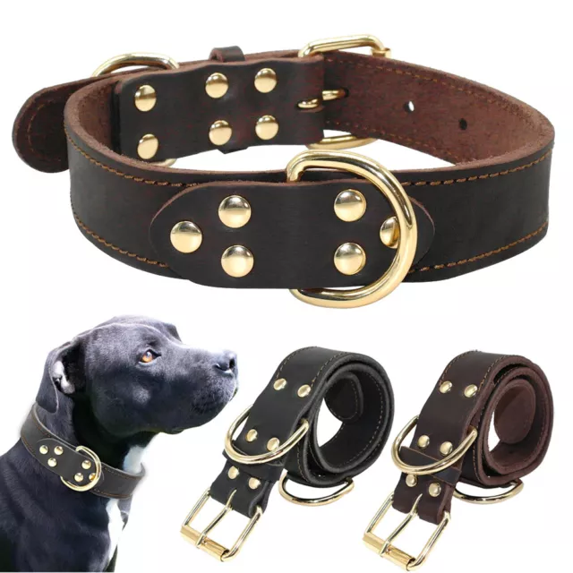 Leather Dog Collars Adjustable Soft Comfortable Heavy Duty for Medium Large Dogs