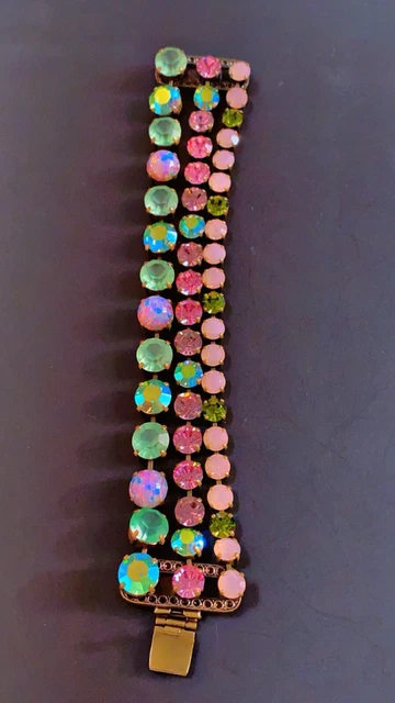 Bracelet Vintage JEAN MARIE POINOT PARIS - Noir Et Or Résine - Bijou Artiste