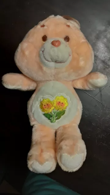 Vtg 1983 Kenner Friendship Friend Care Bear Plush Stuffed 80s Toy Peach Flowers