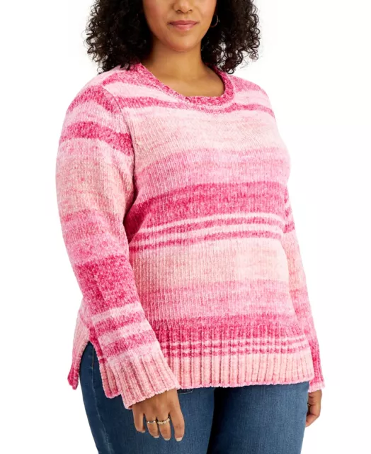 MSRP $57 Style & Co Plus Size Space-Dyed Sweater Pink Size 1X