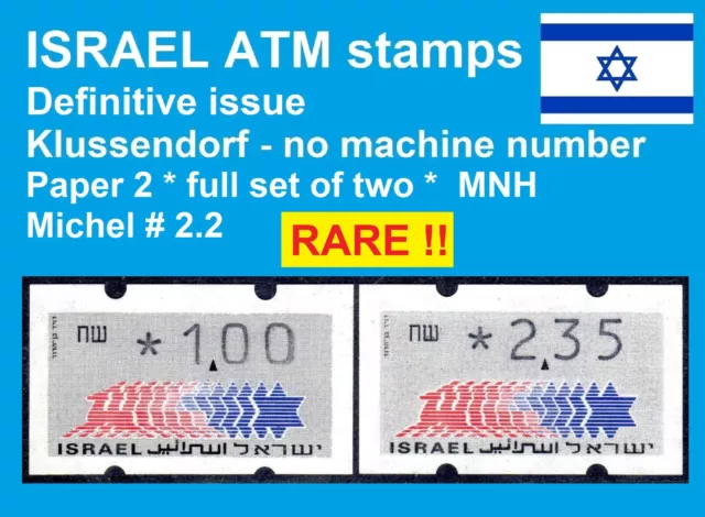 Israel ATM Klüssendorf * Michel 2.2 * 2 Papier * Satz 100/235 postfrisch