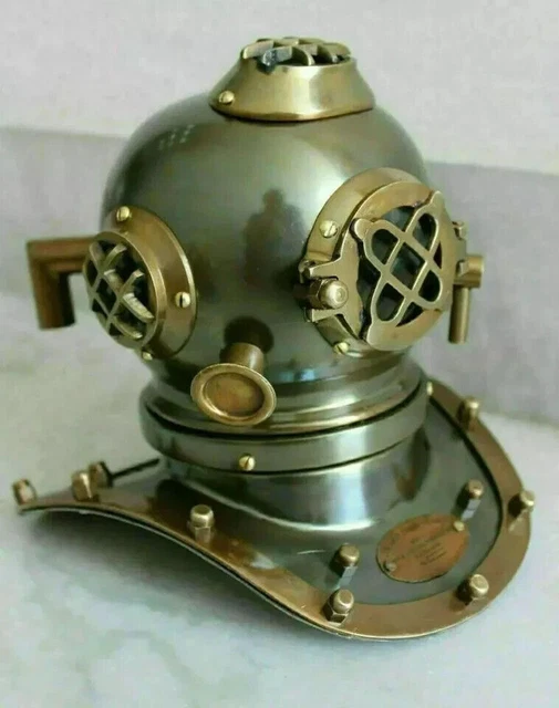 CASQUE ANCIEN EN fer de plongée maritime 6 finition cuivre massif et