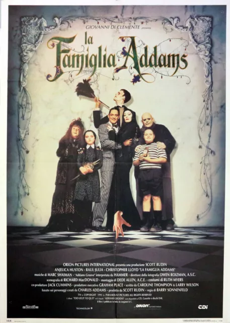 1992 * Manifesto 2F Cinema "La Famiglia Addams - Raul Julia, Anjelica Huston" Co