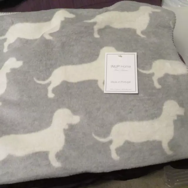 Dachshund Made in Portugal Reversible  Blanket Throw Fine Linens 51"x67" NWT
