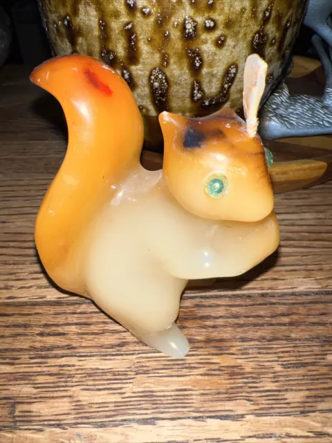 VTG Gurley? 1960-70s Sculptured Squirrel Wax Candle 4”Novelty Kitsch Retro Decor