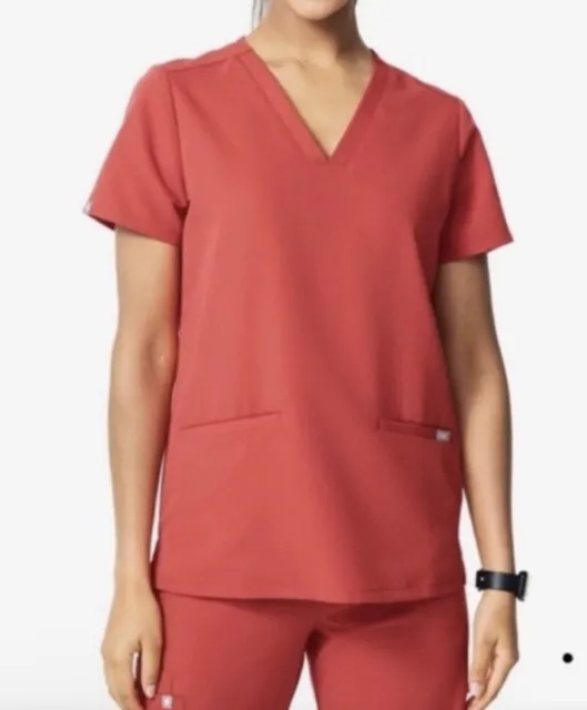 Figs Casma Three-Pocket Scrub Top Clay Color Women’s Size XS Short Sleeves