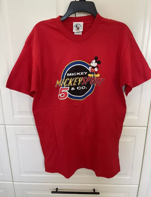 Mickey Mouse Mickey Sport 5 &!Co Cool Red Short Sleeve T-Shirt Single Stitch.￼