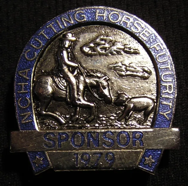 1979 Ncha National Cutting Horse Association Sponsor Pin Badge  Fort Ft Worth Tx