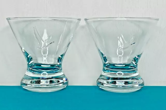 Set of 2 Embossed Grey Goose Logo Stemless Vodka Martini Glasses