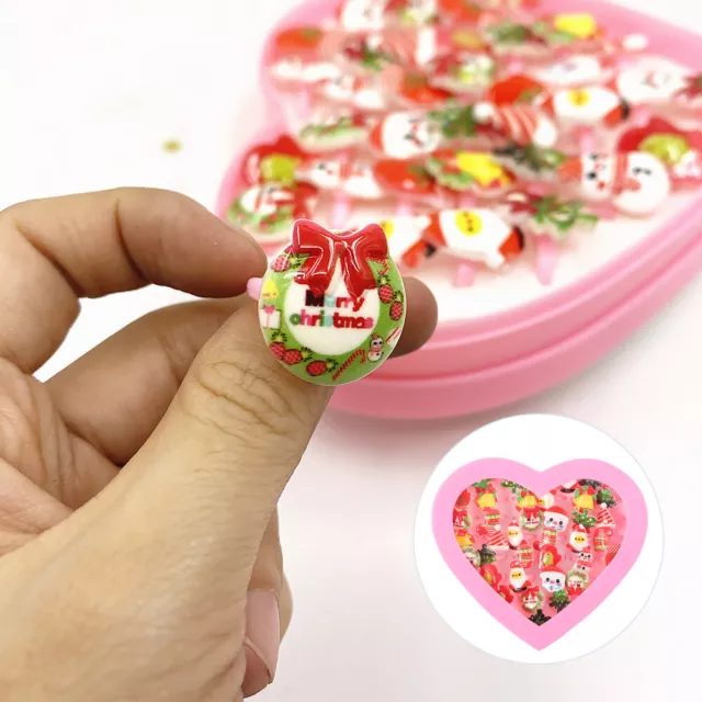 10 Christmas Plastic Finger Rings Xmas Party Favors-CW