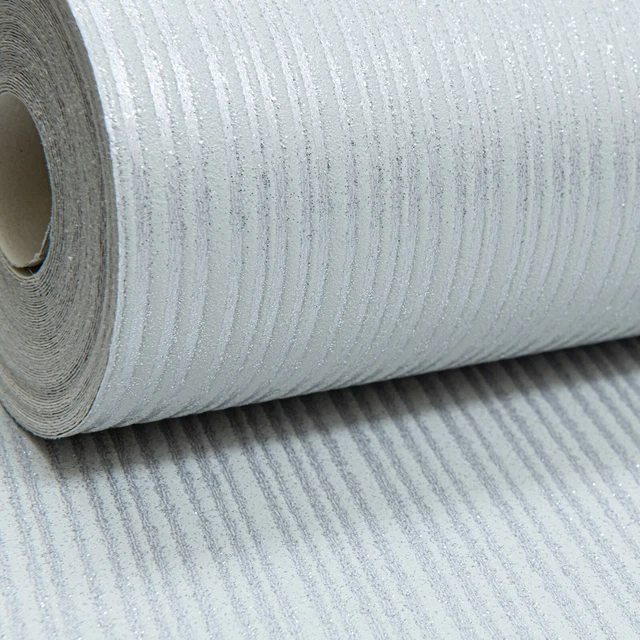 Arthouse Glisten Stripe Silver Glitter Heavyweight Vinyl Textured Wallpaper