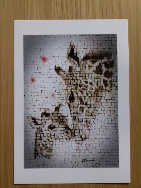 GIRAFFE & CALF LOVE A5 Unframed Print baby gift ANIMAL Wildlife Art Picture