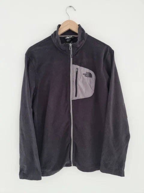 The North Face da uomo in pile L nero cerniera intera grigio tasca nero logo ricamato