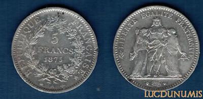 III République 5 Francs Hercule 1875 A Paris TTB SUP 1871-1940 