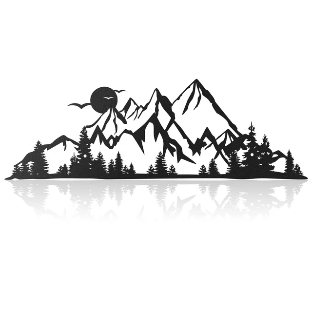 Mountain Range Metal Wall Art Decor (17.5 x 5.3 Inch)