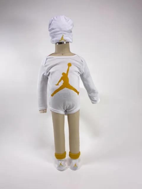 Jordan 3 Piece Infant Set -Jordan Logo- Pack of Infant Cap, Bodysuit, and Bootie