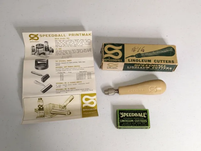 Cortador de linóleo SPEEDBALL de colección cinco hojas caja original impresión talla T1